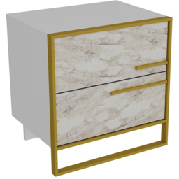 Decorotika Polka 2 Drawer White Marble Effect and Gold Bedside Table - Multi - Wilko - thumbnail 3