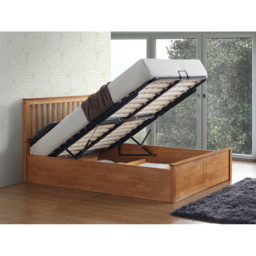 Malmo Double Oak Wooden Ottoman Bed - Brown - Bedmaster - Wilko - thumbnail 3
