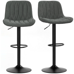 HOMCOM Charcoal Grey Modern Adjustable Swivel Bar Chair Set of 2 - Wilko - thumbnail 3
