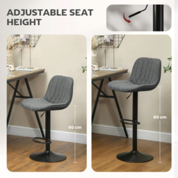 HOMCOM Charcoal Grey Modern Adjustable Swivel Bar Chair Set of 2 - Wilko - thumbnail 6