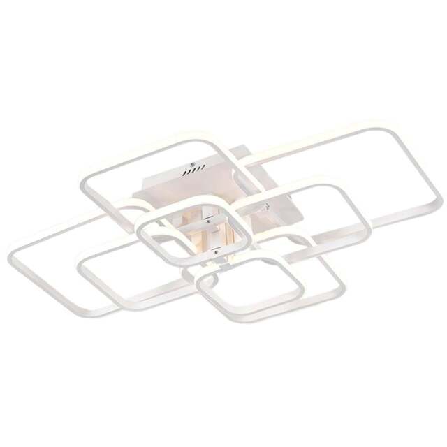 Living and Home White 8 Light Square LED Ceiling Light with Remote - Size: 20 x 93 x 70cm - Wilko - image 1