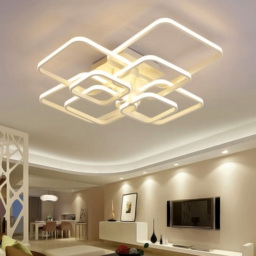 Living and Home White 8 Light Square LED Ceiling Light with Remote - Size: 20 x 93 x 70cm - Wilko - thumbnail 6