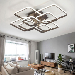 Living and Home White 8 Light Square LED Ceiling Light with Remote - Size: 20 x 93 x 70cm - Wilko - thumbnail 3