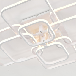 Living and Home White 8 Light Square LED Ceiling Light with Remote - Size: 20 x 93 x 70cm - Wilko - thumbnail 4