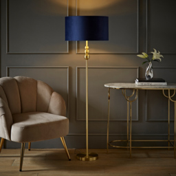 ValueLight Marissa Navy Blue Velvet Gold Inner Shade Gold Stacked Ball LED Floor Lamp - Size: 145 x 45 x 45cm - ValueLights - Wilko - thumbnail 3