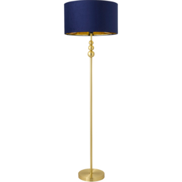 ValueLight Marissa Navy Blue Velvet Gold Inner Shade Gold Stacked Ball LED Floor Lamp - Size: 145 x 45 x 45cm - ValueLights - Wilko
