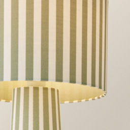 ValueLights Thorley Green and Cream Stripe Drum Shade Full Fabric LED Table Lamp - Size: 40 x 28 x 28cm - Wilko - thumbnail 4