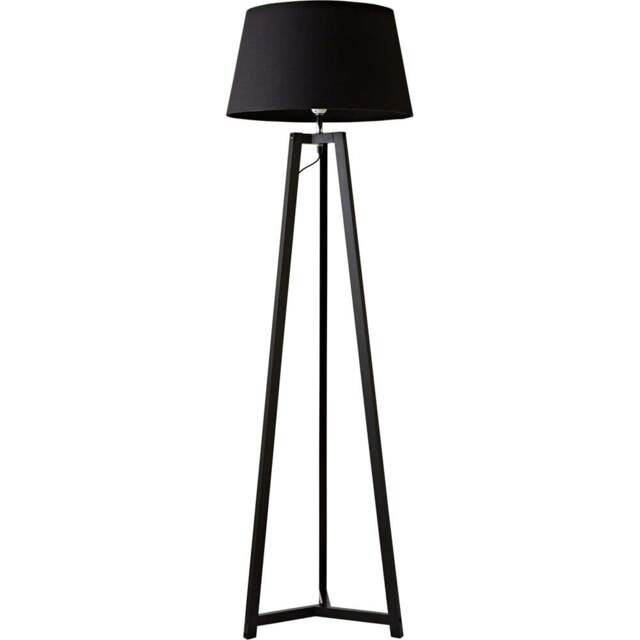 ValueLights Lottie Black Fabric Tapered Shade Black Wood Tripod LED Floor Lamp - Size: 148 x 45 x 45cm - Wilko - image 1