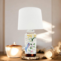 Acacia Home White Ceramic Table Lamp with Shade 41cm - Size: 41 x 36 x 30cm - Multi - Wilko - thumbnail 3