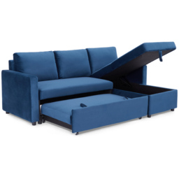 Home Detail Dorset Small Double Sleeper Blue Velvet Pull Out Sofa Bed with Storage - Size: 3 Seater - Wilko - thumbnail 7