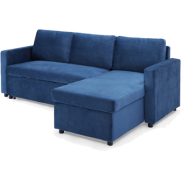 Home Detail Dorset Small Double Sleeper Blue Velvet Pull Out Sofa Bed with Storage - Size: 3 Seater - Wilko - thumbnail 3