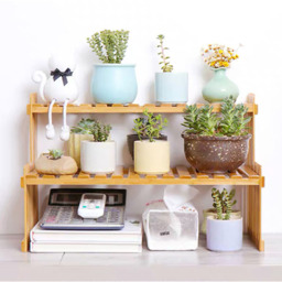 Living and Home 2 Shelf Wooden Tabletop Natural Plant Stand - Size: 21 x 47 x 30cm - Wilko - thumbnail 6
