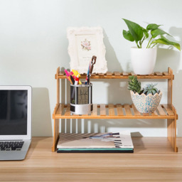 Living and Home 2 Shelf Wooden Tabletop Natural Plant Stand - Size: 21 x 47 x 30cm - Wilko - thumbnail 3