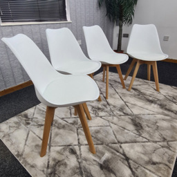 Kosy Koala Set of 4 White Plastic Dining Chair with Faux Leather Padded Seat - Size: 83 x 57 x 49cm - Wilko - thumbnail 7