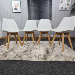 Kosy Koala Set of 4 White Plastic Dining Chair with Faux Leather Padded Seat - Size: 83 x 57 x 49cm - Wilko - thumbnail 6