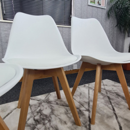 Kosy Koala Set of 4 White Plastic Dining Chair with Faux Leather Padded Seat - Size: 83 x 57 x 49cm - Wilko - thumbnail 4