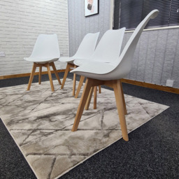 Kosy Koala Set of 4 White Plastic Dining Chair with Faux Leather Padded Seat - Size: 83 x 57 x 49cm - Wilko - thumbnail 3