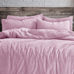 Velosso King Size Baby Pink Teddy Fleece Duvet Set - Wilko - thumbnail 3