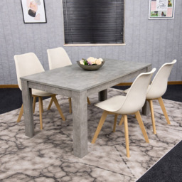 Portland Kosy Koala 4 Seater Dining Set Stone Grey Effect and Cream - Wilko - thumbnail 5