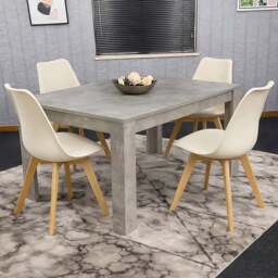 Portland Kosy Koala 4 Seater Dining Set Stone Grey Effect and Cream - Wilko