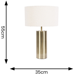 ValueLights Lexy Reni Cream Boucle and Antique Brass Shade Touch LED Table Lamp - Size: 55 x 35 x 35cm - Gold - Wilko - thumbnail 7