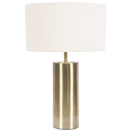 ValueLights Lexy Reni Cream Boucle and Antique Brass Shade Touch LED Table Lamp - Size: 55 x 35 x 35cm - Gold - Wilko