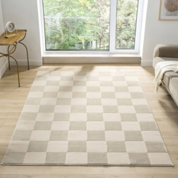 Desire Rugs Vellure Cream Metallic Sheen Grid Design Rug 120 x 170cm - Size: 170 x 120 x 1.1cm - Wilko - thumbnail 3