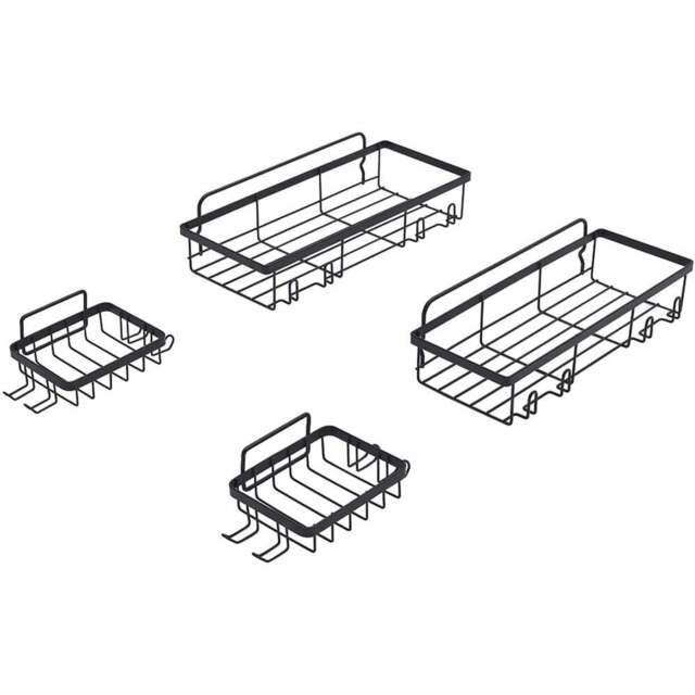 H&O Direct Shower Caddy Set of 4 - Size: 6 x 32.5 x 13.5cm - Black - Wilko - image 1