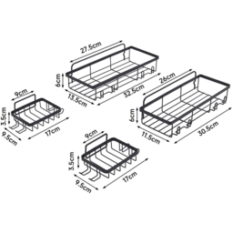 H&O Direct Shower Caddy Set of 4 - Size: 6 x 32.5 x 13.5cm - Black - Wilko - thumbnail 5