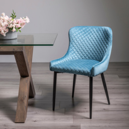 Bentley Designs Cezanne Set of 2 Petrol Blue Velvet Dining Chair - Wilko - thumbnail 7