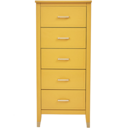 Palazzi 5 Drawer Mustard Narrow Chest of Drawers - Yellow - Wilko - thumbnail 4