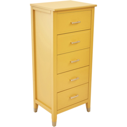 Palazzi 5 Drawer Mustard Narrow Chest of Drawers - Yellow - Wilko - thumbnail 3