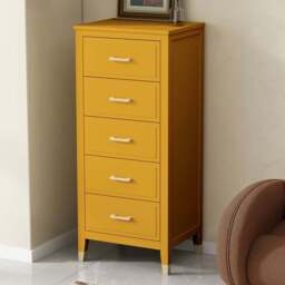 Palazzi 5 Drawer Mustard Narrow Chest of Drawers - Yellow - Wilko - thumbnail 1