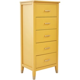 Palazzi 5 Drawer Mustard Narrow Chest of Drawers - Yellow - Wilko - thumbnail 5