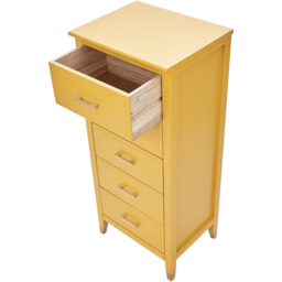 Palazzi 5 Drawer Mustard Narrow Chest of Drawers - Yellow - Wilko - thumbnail 6