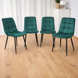 Denver Set of 4 Green Velvet Dining Chairs - Wilko - thumbnail 4