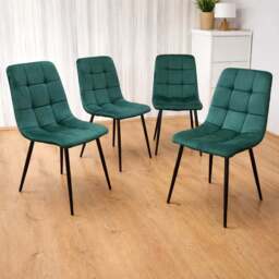 Denver Set of 4 Green Velvet Dining Chairs - Wilko - thumbnail 1