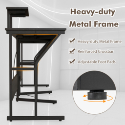 Costway L Shaped Computer Desk with Movable Monitor Stand and USB Port Black - Size: 106 x 57 x 22cm - Wilko - thumbnail 6
