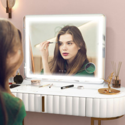 HOMCOM White LED Vanity Mirror with 10X Magnification and USB Port 80 x 62cm - Size: 10.5 x 73 x 87cm - Wilko - thumbnail 4