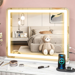 HOMCOM White LED Vanity Mirror with 10X Magnification and USB Port 80 x 62cm - Size: 10.5 x 73 x 87cm - Wilko - thumbnail 3