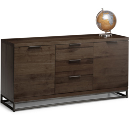 Julian Bowen Brooklyn 2 Door 3 Drawer Dark Oak Sideboard - Size: 45 x 150 x 76cm - Brown - Wilko - thumbnail 4