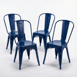 FWStyle Blue Gloss Metal Chair 4 Pack - Size: Set of 4 - Wilko - thumbnail 5