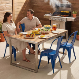 FWStyle Blue Gloss Metal Chair 4 Pack - Size: Set of 4 - Wilko - thumbnail 6