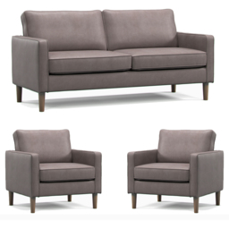 Bexhill 5 Seater Grey Faux Leather Sofa Suite - Wilko - thumbnail 3