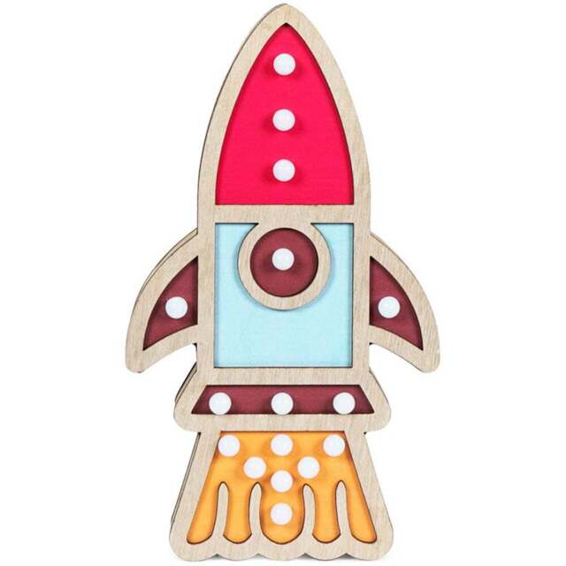 ValueLights Rocket LED Children's Nursery Table Lamp - Size: 24 x 13.5 x 2.8cm - Multi - Wilko - image 1