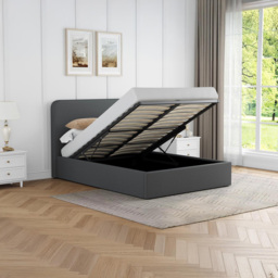 FWStyle Small Double Grey Upholstered Lift Up Ottoman Bed Frame - Wilko - thumbnail 7