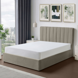 Artemis Home Evelynne Double Light Brown Linen Upholstered Ottoman Bed - Wilko - thumbnail 5