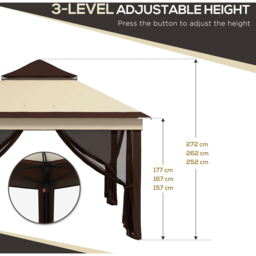 Outsunny 3 x 3m Beige Pop Up Gazebo with Net and Carry Bag - Cream - Wilko - thumbnail 7