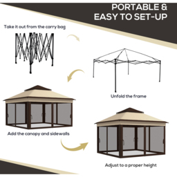 Outsunny 3 x 3m Beige Pop Up Gazebo with Net and Carry Bag - Cream - Wilko - thumbnail 5