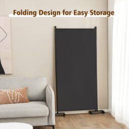 Costway 3 Panel Grey Folding Room Divider with Wheels - Size: 118 x 13 x 10cm - Wilko - thumbnail 5
